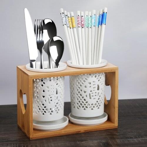 Nordic ceramic chopsticks storage rack spoon tube multifunctional kitchen utensils drain rack knife fork spoon storage container
