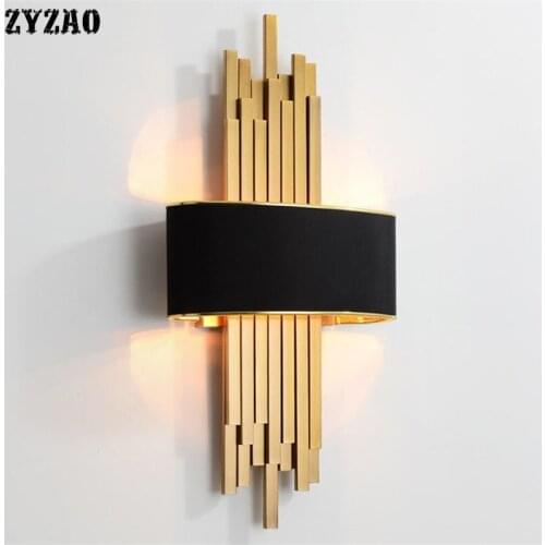 Metal Pipe Living Room Led Wall Lamps Gold/Black Body Bedroom Bedside Light Fixtures Corridor Loft Wall Decor Nordic Simple Lamp