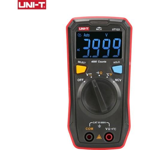 UNI-T UT123 Auto Range Mini Digital Multimeter Temperature Tester Data Hold AC DC Voltmeter Pocket Voltage Ampere Ohm Meter