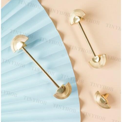 Vintage Fan Shaped Handle Shoebox Cabinet Handles Closet Dresser Drawer Sector Knobs Wardrobe Pulls Gold Furniture Hardware