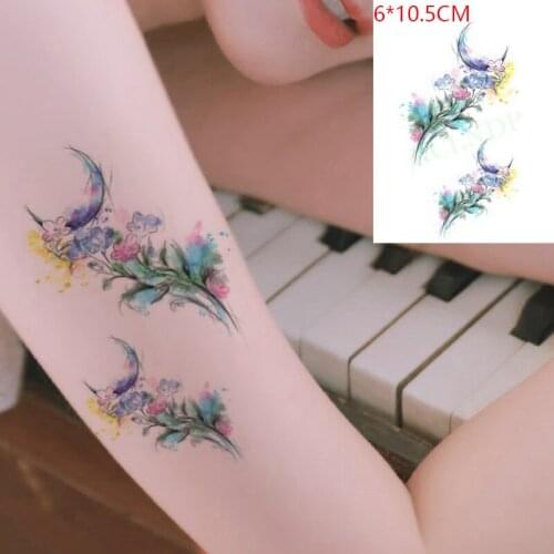 Waterproof Temporary Tattoo Sticker Color Flower Moon Body Art Flash Tattoo Fake Tattoo for Women Men Ins Hot