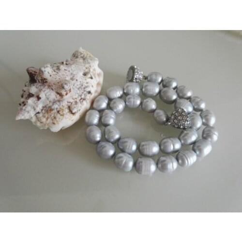 Handmade Natual Pearl Jewellery Gray Color 10-11MM Freshwater Pearl Necklace Perfect Magnet Clasp