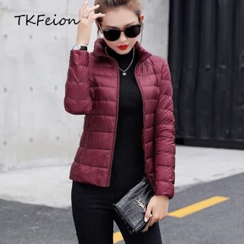 2019 Spring Autumn Women Jackets Coats Warm Duck Down Ultra-Thin Lightweight Female Bomber Short Slim Overcoat Plus Size 4XL-7XL