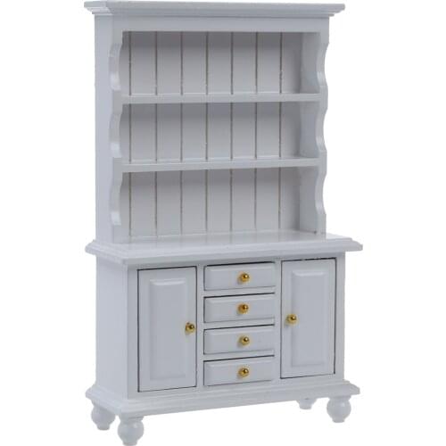 1/12 Dollhouse Miniature Furniture Multifunction Wood Cabinet Bookcase White