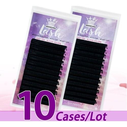 10case/lot Factory price easy fan double eyelash mink matte easy fanning eyelashes private logo soft easy blooming lash tray