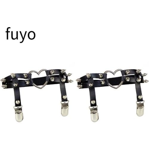 2021 Sexy Leg Ring Garter Elasticity Heart Faux Leather Harness Tight Suspender Punk Strap Belts Bondage Gothic Fashion New