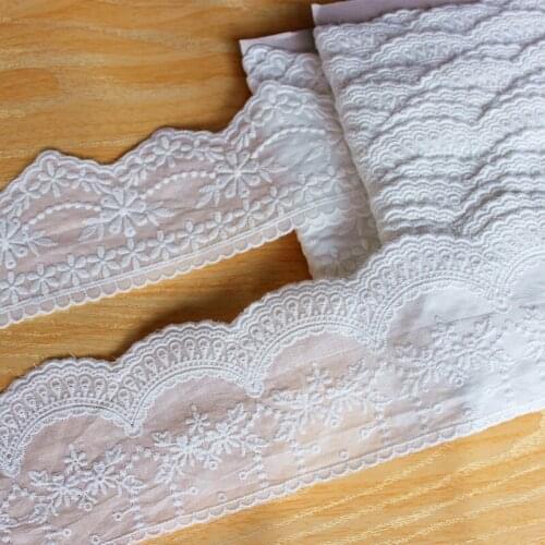 3Yds/lot 8cm wide cotton flower embroidery white beige lace Ladies childrens clothing cuffs neckline belt ingredients lace AC52