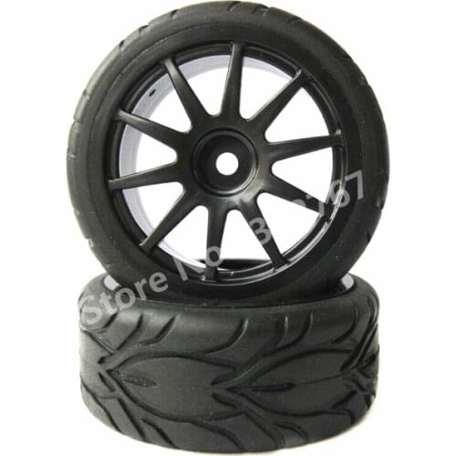 4Pcs RC Car Wheel Rim and Tire Touring Tires Flat Run Tire For 1/10 Scale Models Room Rally Cars Traxxas HSP Tamiya HPI Kyosho