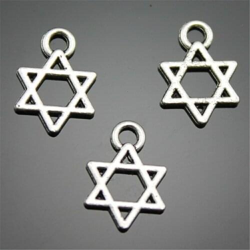 40pcs 3 Colors Antique Bronze, Antique Silver Color, Antique Gold Star Charm Star Of David Pendant Star Of David Charm 10x13mm