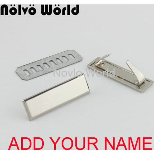 5-20-100 pieces,Engrave YOUR NAME 45*13mm light gold silver long rectangle ornament purse label tags,bag purse metal labels