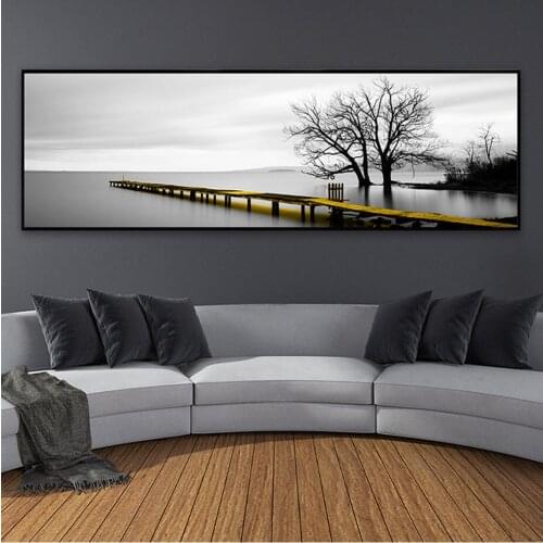 Calm Lake Surface Yellow Long Bridge Scene Diamond Painting 5D Art Cross Stitch Diamond Embroidery Large Size Wall Decor