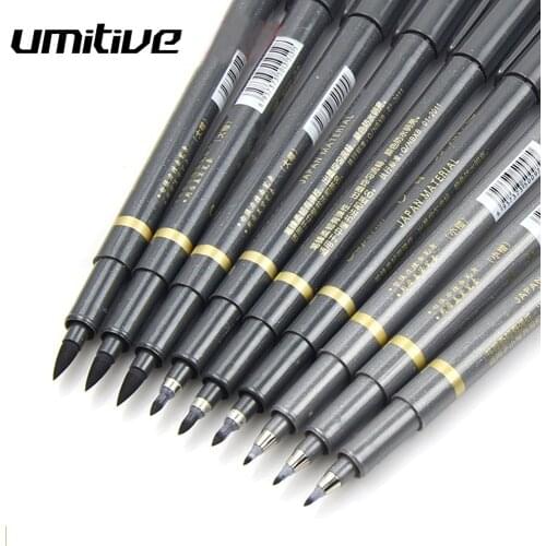 Umitive 3 Size Black Calligraphy Ink Pen for Beginners Writing Signature Refillable Brush Marker Pens office supplies