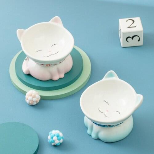 Cartoon Patterns Ceramic Pet Bowl Cat Bowl Water Basin Dog Pet Drinking Eat Bowl Round Ceramic Bowl Feeders Pet Products