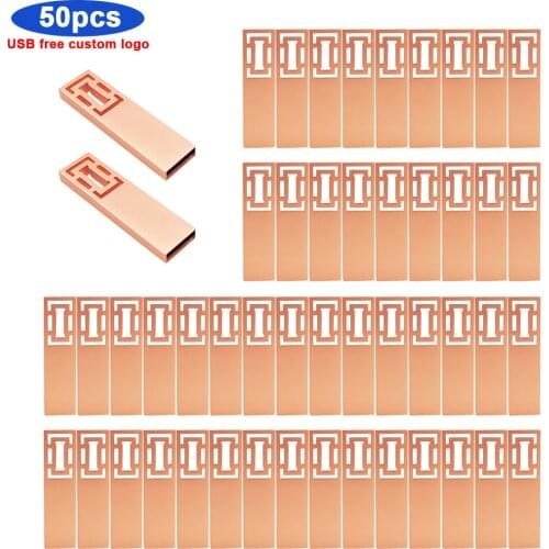 50pcs/lot USB Flash Drive 64GB Metal Steel Pen Drive32gb memory memori Free logo usb stick Pendrive u disk gift For photography