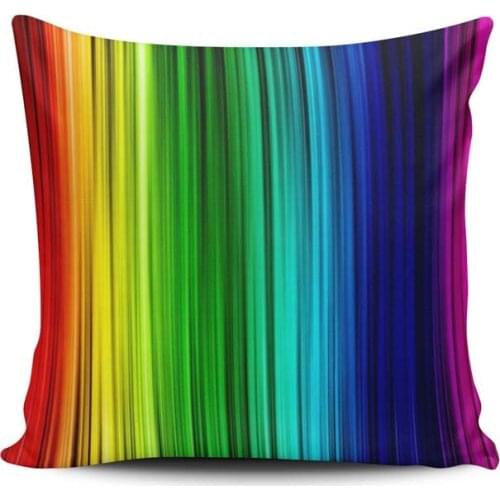 Custom Fashion Home Decor Pillowcase Colorful Coloured Rainbow Curtain European Square Throw Pillow Cover Cushion Case 18x18 In