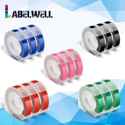 Labelwell 3Pcs Printer Ribbons Compatible for Dymo 9mm 3D Embossing Label Tape Multi color for Dymo 12695 1540 Motex E-101 E-202