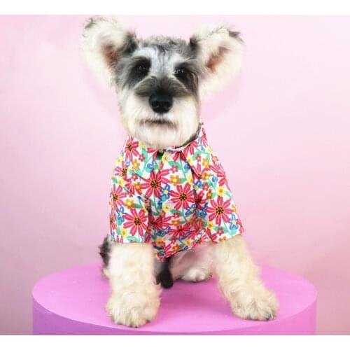 Sweet Pet Dog Shirt for Small Medium Dogs Lovely Floral Print Summer Beach Dog Cooling Tshirt Schnauzer Clothes Pets Outfits