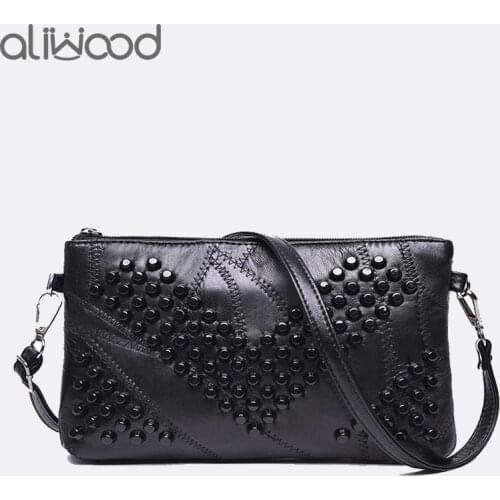 Fashion Womens Clutch Bags Genuine Leather Shoulder Messenger Bag Female Luxury Designer Handbags Purses Crossbody Bags Bolsas