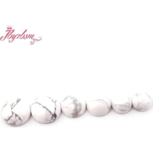 Coin White Howlite CAB Cabochon Flatback Dome Undrilled Natural Stone Beads For DIY Pandandt Earring Ring Jewelry Making 5pc