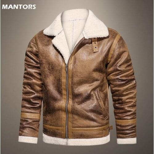 2021 Mens Motorcycle Jacket Autumn Winter Men New Faux PU Leather Jackets Casual lapel Biker Coat Zipper Fleece Jacket Top Male