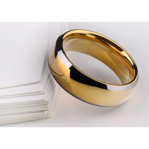 Hot Sale Gold Plating Mans Rings Hardness Tungsten Carbide Comfort Fit Band With Free Shipping Size 7-11