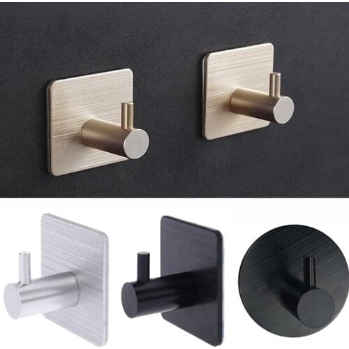 Bathroom Kitchen Wall Door Hook Self Adhesive Stainless Steel Hooks Towel Coat Hook Rack Key Bag Hanger Organizer Waterproof