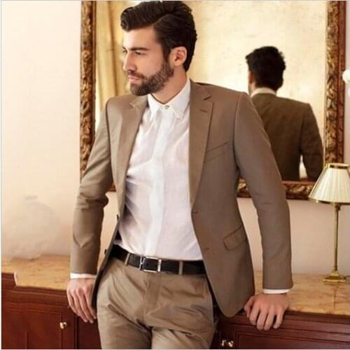 Latest Design Brown Suit Men Wedding Suits For Men Groom Custom Slim Fit Smart Business Street Prom Blazer costume homme 2pcs