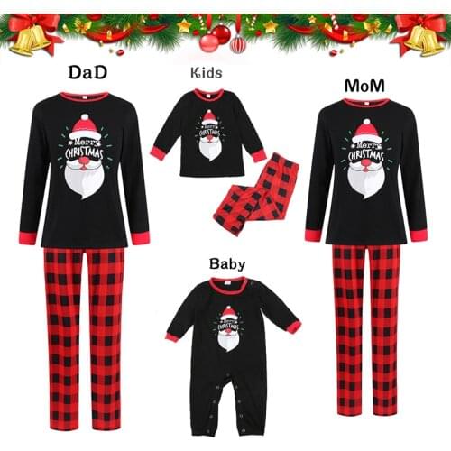New Christmas Family Matching Pajamas Clothes Letters Parent-Child Suit Home Clothes Santa Claus Family Matching Outfits Clothes