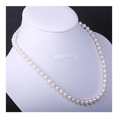 New Arrival Favorite Pearl Necklace Natural White 7-8mm Cultured Freshwater Pearl Necklace Fine Jewelry Wedding Party Lady Gift
