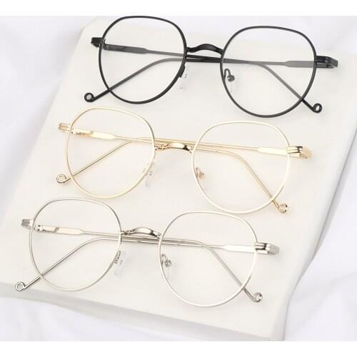 1 pc -1.0~-4.0 Unisex Ultralight Metal Round Frame Eyeglasses Myopia Glasses High-definition Flat Mirror Eyewear