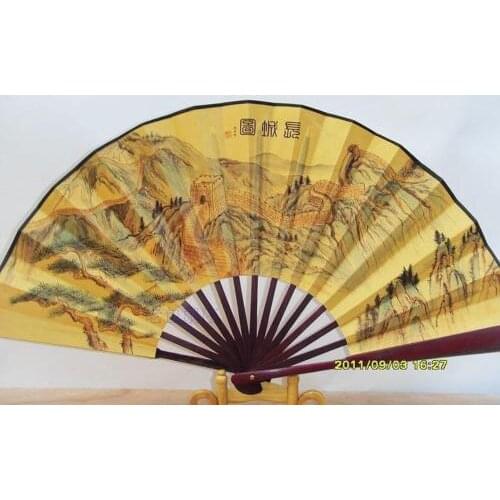 Wholesale10pcs Chinese Handmade Vintage 10Inch Satin Folding Man Bomboo Fan