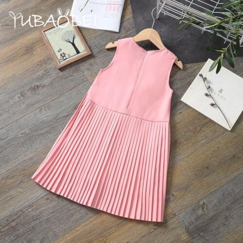 Spring Summer Autumn Girls Pleated Dresses Childrens Clothes Princess Birthday Party Stage Performance Dress Cotton Sleeveless