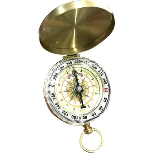 Portable Camping Hiking Compass Pure Copper Clamshell Luminous Compass Outdoor Activities Pointing Guide Tools