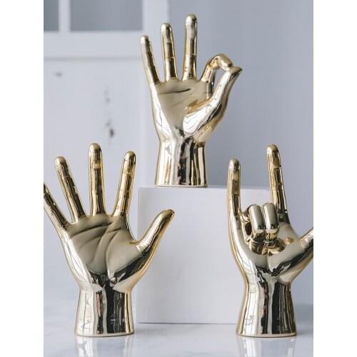 Gold-plated Finger Light Luxury Style Space Art Home Decorations Bar Coffee Shop Model Room Soft Decoration Desktop Decoration