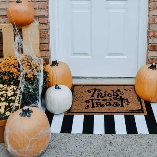Halloween Coir Welcome Mats For Front Door, Funny Door Mats Outside Hey There Pumpkin Halloween Carpet For Bedroom Kitchen