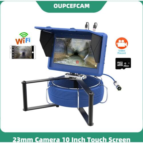 Industrial Pipe Sewer Inspection System With Meter Counter Video Recording WIFI Wireless 23mm Camera Head 10“ Touch Screen