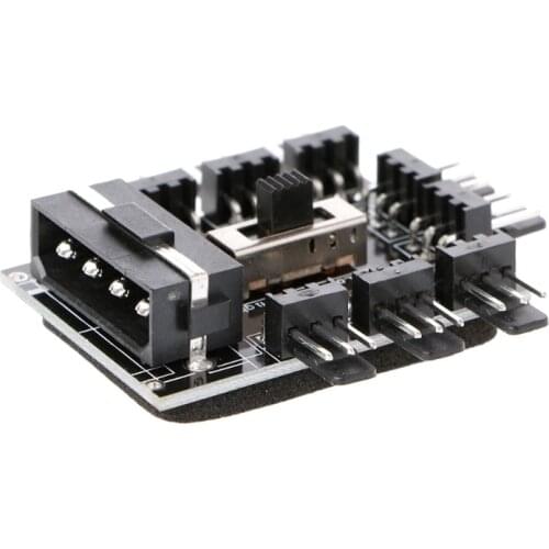 PC IDE Molex 1 To 8 Way Splitter Cooling Fan Hub 3-Pin 12V Power Socket PCB Adapter 37MC