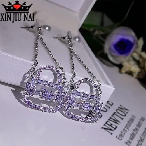 Silver Needle South Korea Dongdaemun Zircon Earrings Full Diamond Necklace Set Personalized Fashion All-match Jewelry