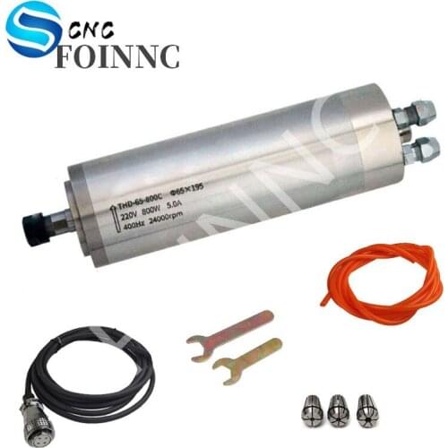 CNC spindle 220v AC spindle motor 800W 5A φ65×195MM ER1124000rpm water-cooled engraving spindle motor 4 bearing THD-65-800C