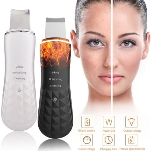 Ultrasonic Heat Face Skin Scrubber Face Cleaning Hot Type Heating Thermostatic Pore Deep Cleaner Blackhead Removal Face Massage