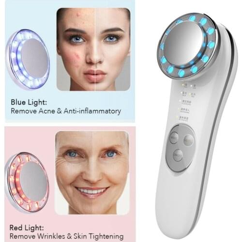 Ultrasonic Microcurrent Photon Massager Face Cleaning Machine LED Photon Tighten Facial Essence Rejuvenation Beauty Instrument