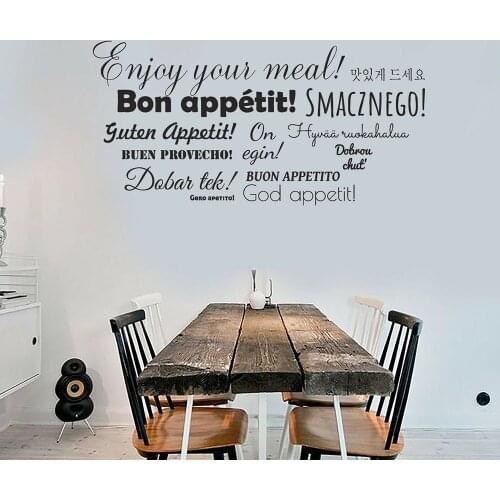 Bon Appetit Words Vinyl Wall Decal Dining Room Wall Stickers Home Decor Kitchen Restaurant Home Interior Design Art Murals C660