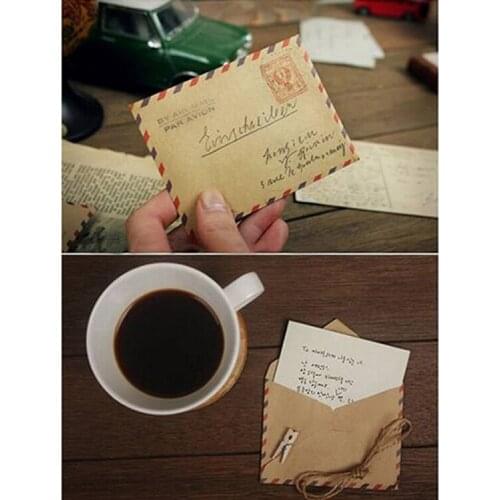 10Pcs 9.6x7.3cm Vintage Kraft Envelope Mini Paper Envelopes Wedding Invitation Envelope Office Stationery Gift Supplies