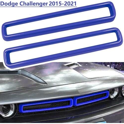 ABS Front Grill Inserts Guards Insert Exterior Accessories Decoration Trim Cover for Dodge Challenger 2015-2021 Blue