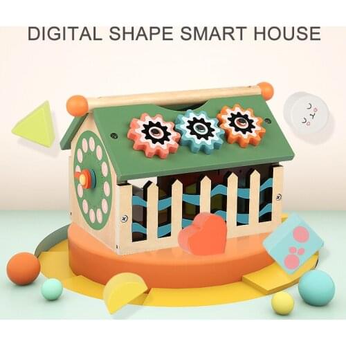Digital Enlightenment House Shape Cognitive Wisdom House Wooden Disassembly Building Blocks Childrens Educational Toy Gift