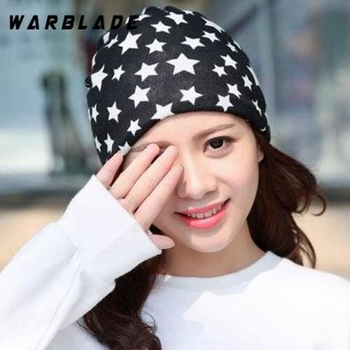 WarBLade Fashion Brand 2018 Star pattern winter hats for lady Girls Keep Warm Knitted Hat Skullies&Beanies women hat bonnet