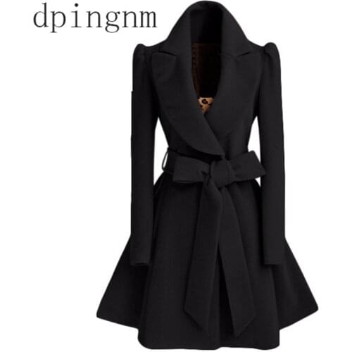 Women Thick Long Woolen Coat 2018 Autumn Winter Casual Ladies Wool Coat Jackets Women Solid Slim Warm Overcoat Plus Size