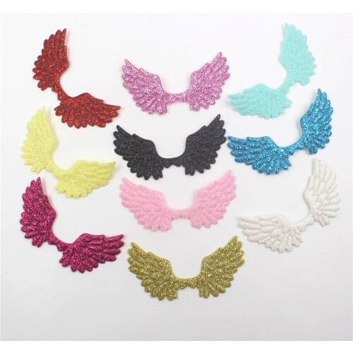 10pcs 7*4.5cm Shining Golden powder angel wings Headwear Hair clip Gift box Flower arrangement Jewelry Accessories,S-1911183