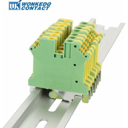 10Pcs USLKG-5N Screw Din Rail Terminal Blocks Ground Universal Class Connector USLKG5N