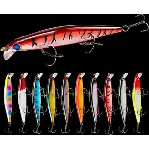 11cm/13g 3D Eyes Artificial Floating Minnow Plastic Fishing Bait Sharp Hooks Anti-Corrosion Bionic Fishing Lure Hard Lure